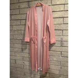 Nordstrom Womens Long Pink Velvet Open-Front Duster Cardigan With Pockets & Belt